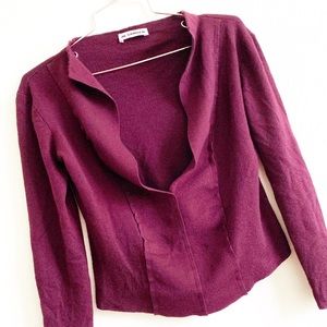 JIL SANDER long sleeve designer sweater open v-neck top shirt Small knit